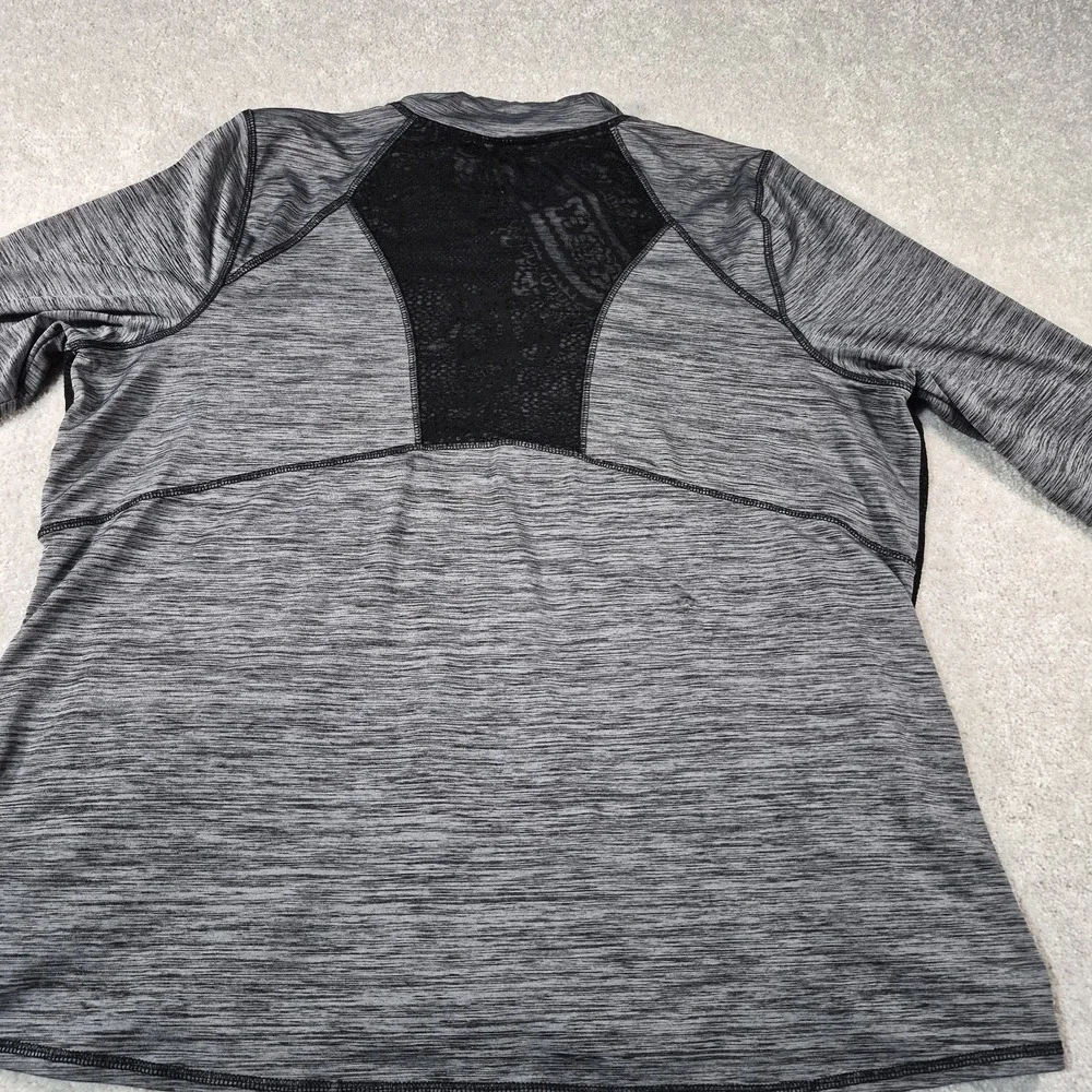Maurices In Motion Womens 1x Heathered Gray &Black Lace Zip Up Athletic Jacket